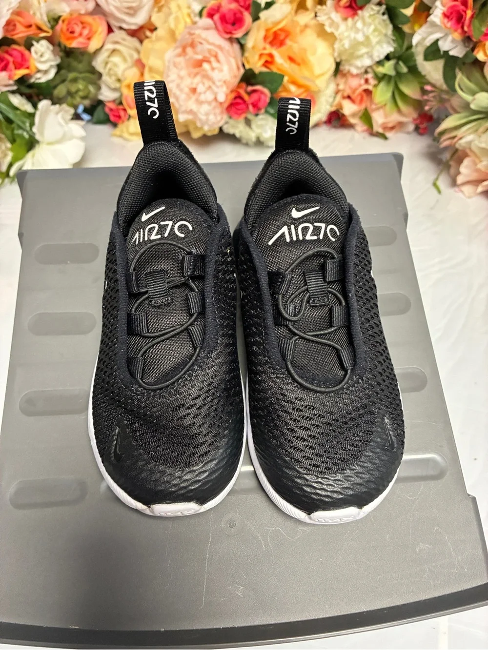 Nike Kids Black and White Air270 Slip-On Sneakers